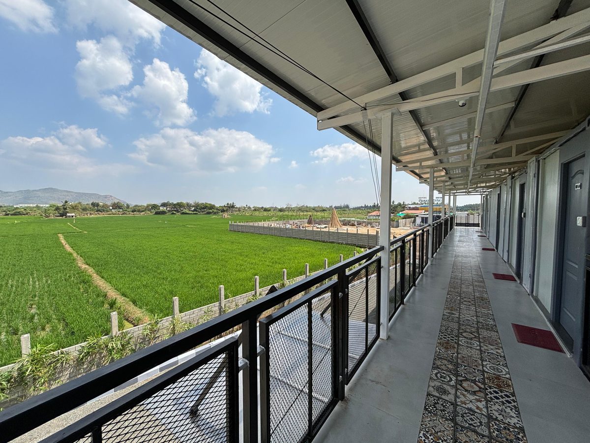Temple City Box Stays corridor overlooking farmland